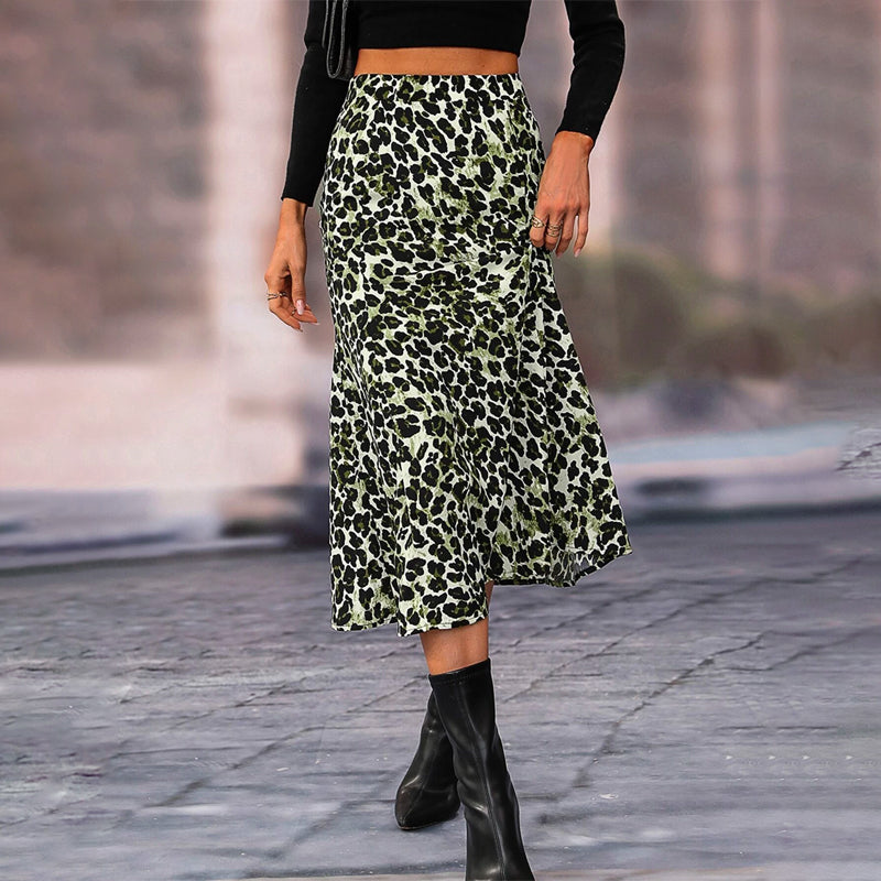 Easy Wear Leopard Print A-Line Skirt