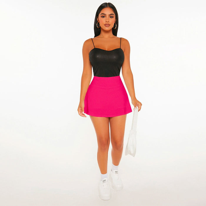 Solid High Waist Skirt