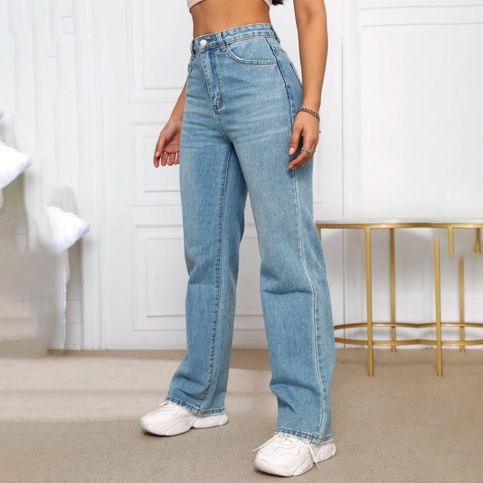 High Waist Solid Denim Jeans