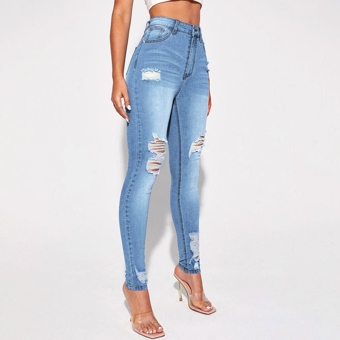 Easy Wear High Waist Ripped Skinny Jeans