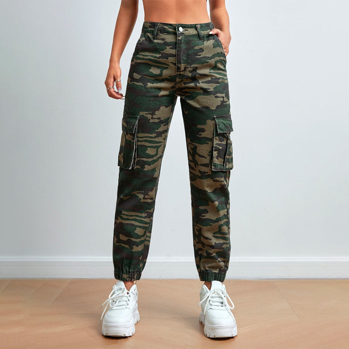 Camo Print Flap Pocket Denim Jeans