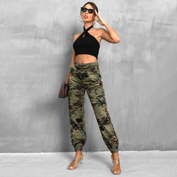 Camo Print Flap Pocket Side Jogger Jeans