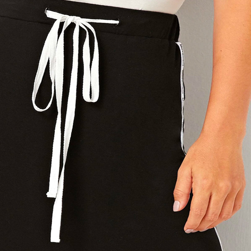 Drawstring Waist Tape Side Pencil Skirt