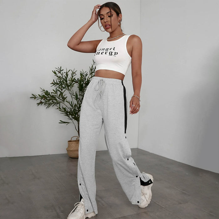 Easy Wear Knot Front Button Side Sweatpants