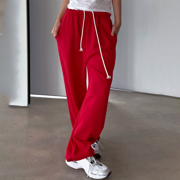 Drawstring Waist Slant Pocket Easy Wear Sweatpants