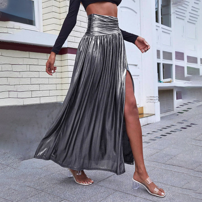 High Waist Split Thigh Casual Skirt