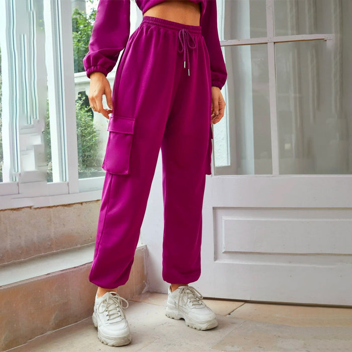 Easy Wear Flap Pocket Drawstring Waist Sweatpants