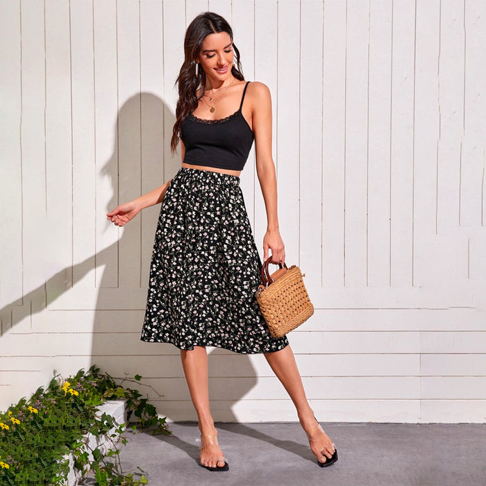 Ditsy Floral Print Flare Skirt