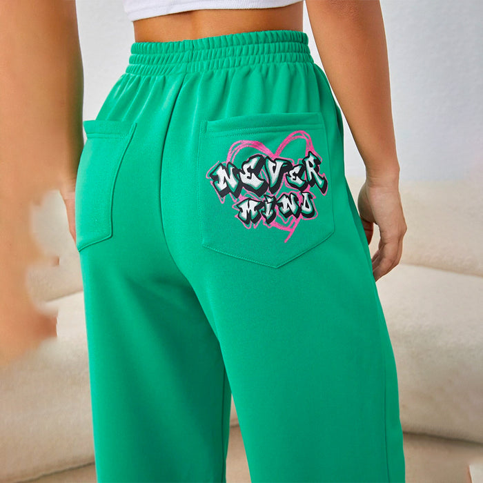 Easy Wear Letter Graphic Elastic Waist Sweatpants