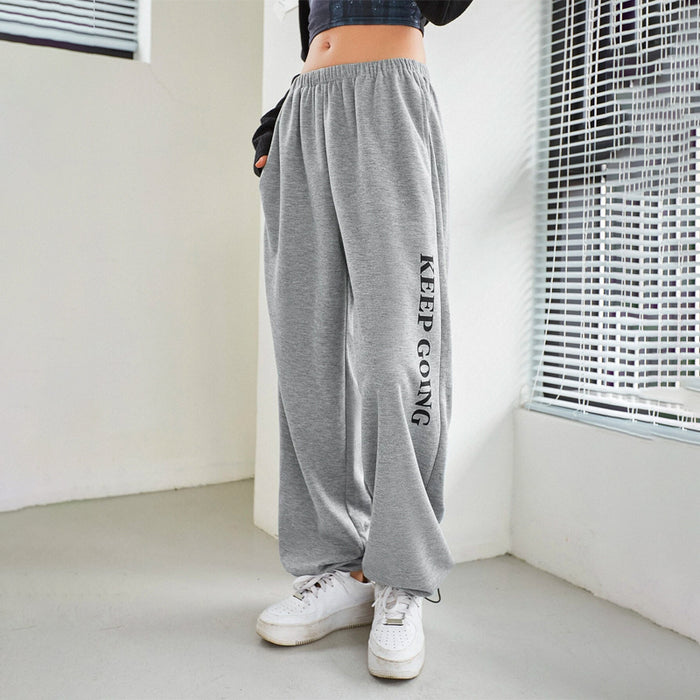 Letter Graphic Drawstring Hem Easy Wear Sweatpants