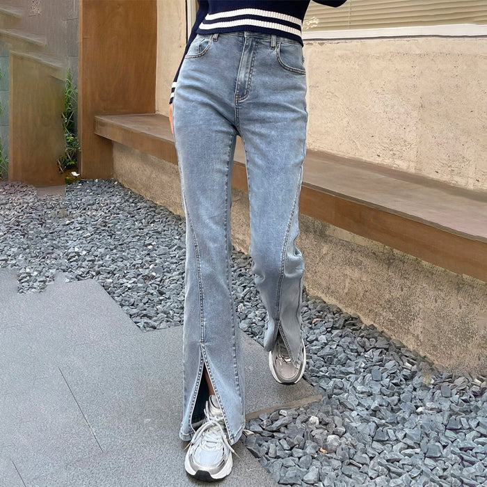 Split Hem Flare Leg Jeans