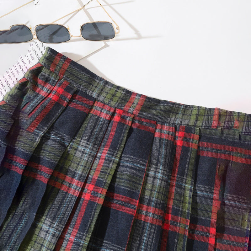 Tartan Print Pleated Skirt