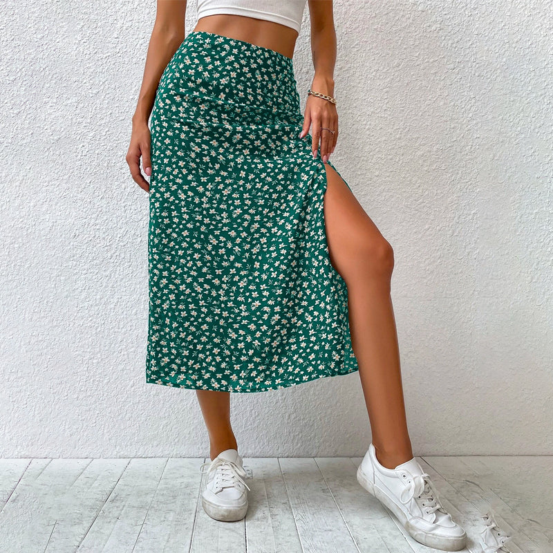 Floral Split Thigh Skirt