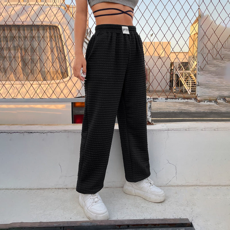 Easy Wear High Waist Letter Patched Detail Sweatpants