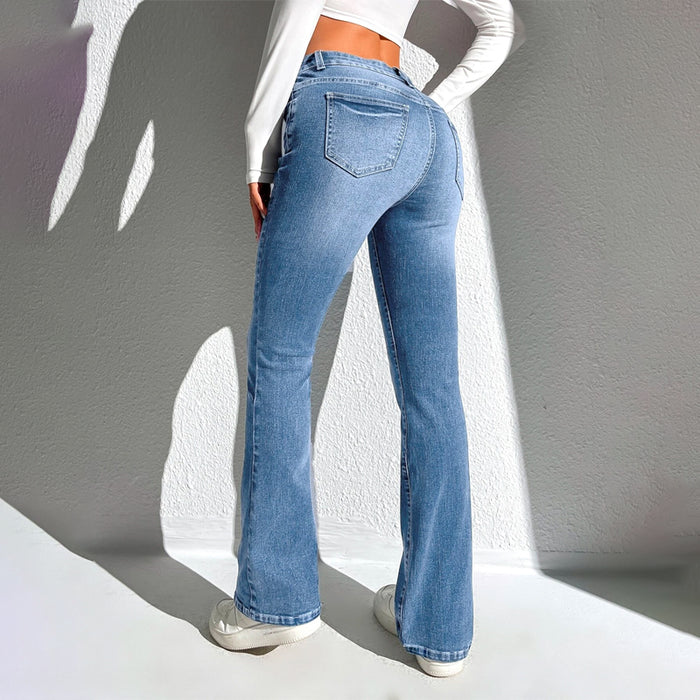 Slant Pocket Bootcut Leg Drop Waist Jeans