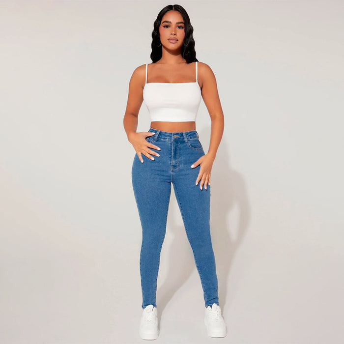 High Waist Skinny Easy Wear Jeans