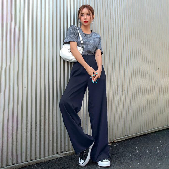 Elastic Waist Casual Polyester Pants