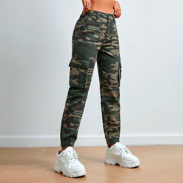 Camo Print Flap Pocket Denim Jeans