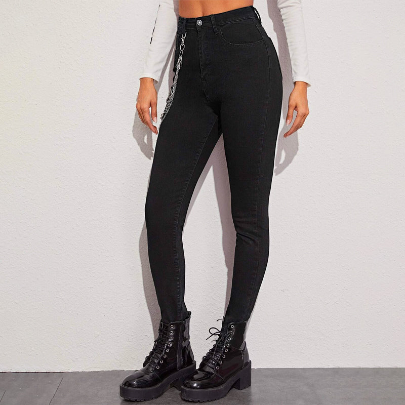 High Stretch Chain Detail Skinny Jeans