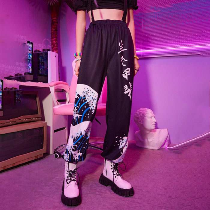 Anime Wave Graphic Sweatpants