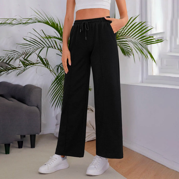 Wide Leg Front Solid Sweatpants