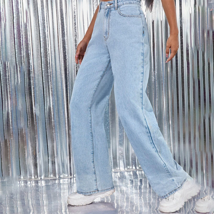 Loose Light Wash Wide Leg Jeans