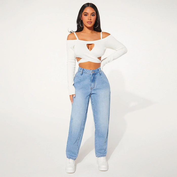 Patch Detail Mom Fit Jeans