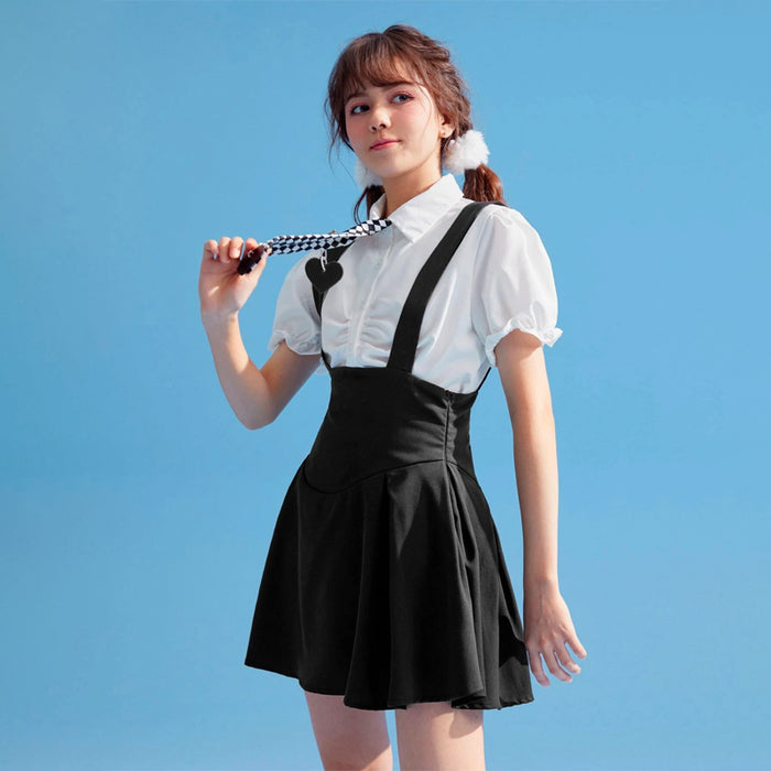 High Waist Pinafore Skirt