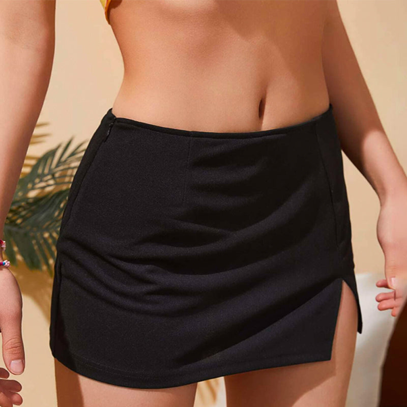 Solid Split Hem Straight Skirt