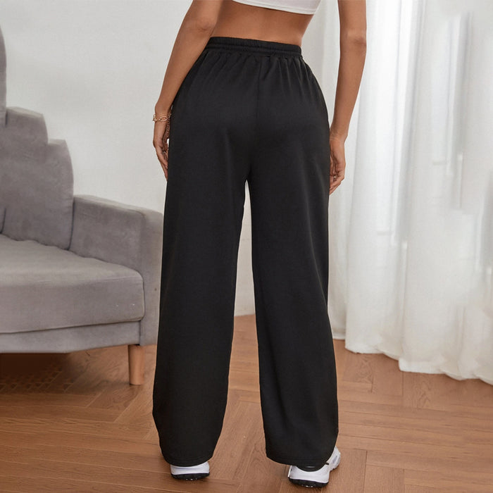 Solid Drawstring Waist Straight Leg Sweatpants