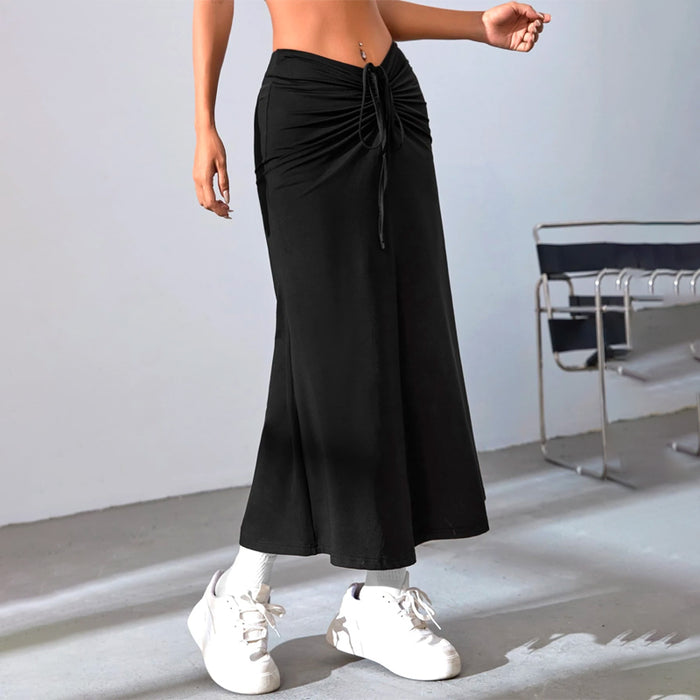 Drawstring Front Mermaid Hem Skirt