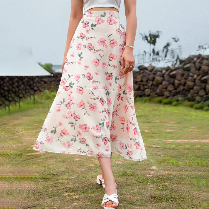 Floral Print High Waist Skirt