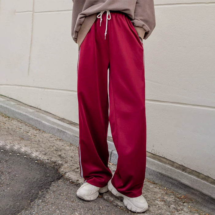 Striped Slant Pocket Wide Leg Sweatpants