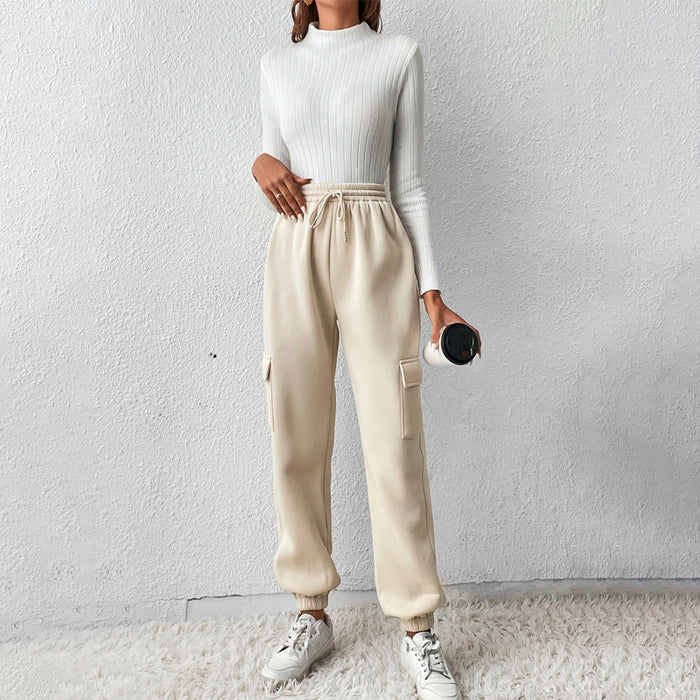 Flap Pocket Drawstring Waist Easy Wear Sweatpants