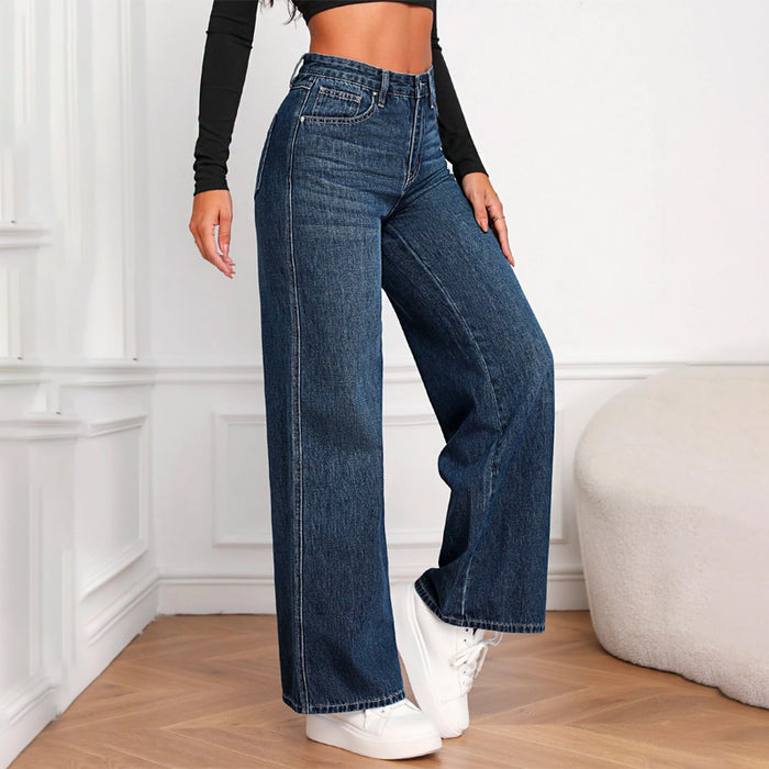 Zipper Fly Wide Leg Jeans