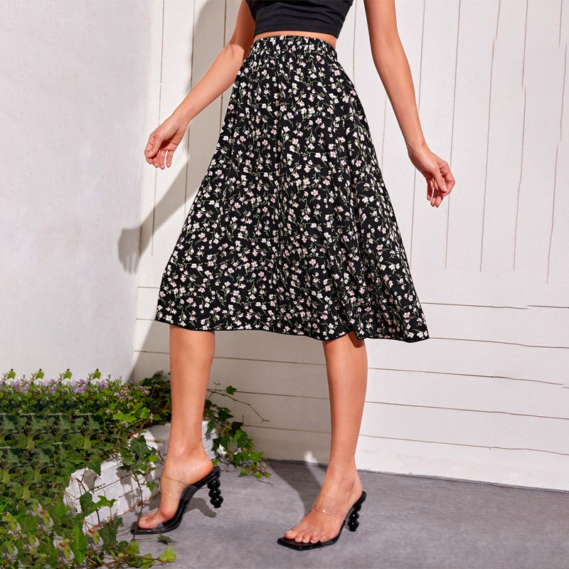 Ditsy Floral Print Flare Skirt