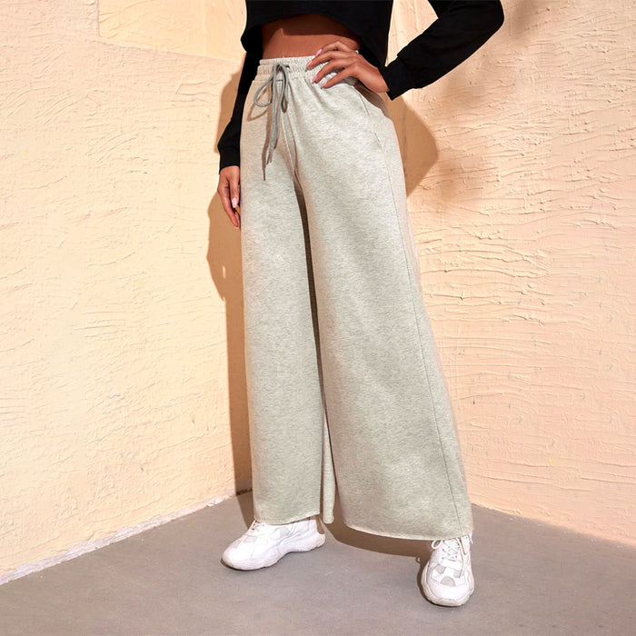 Drawstring Waist Wide Leg Slant Pocket Sweatpants