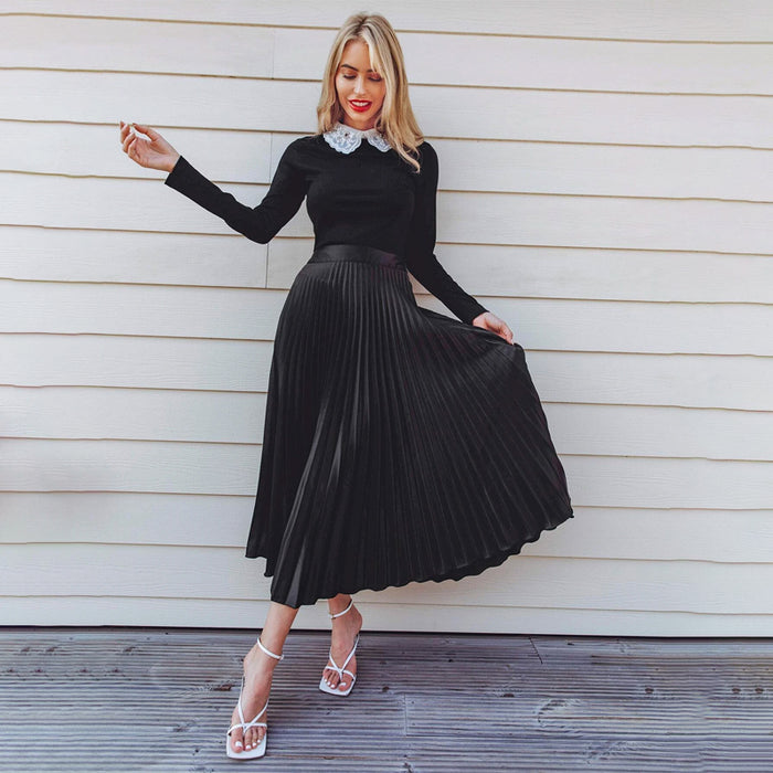 Solid Pleated Skirt