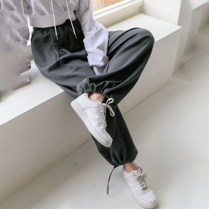 Striped Embroidered Drawstring Waist Sweatpants