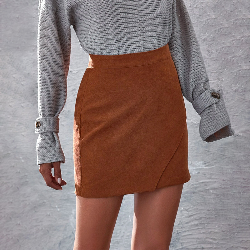 Frenchy Solid Garment Eyelet Mini Skirt