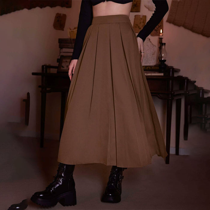 Solid Pleated Plain Skirt