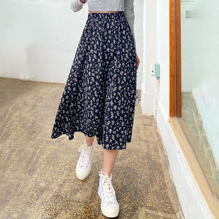 High Waist Ditsy Floral Skirt