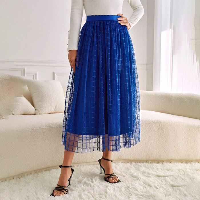 Scallop Waistband Geo Mesh Overlay Skirt