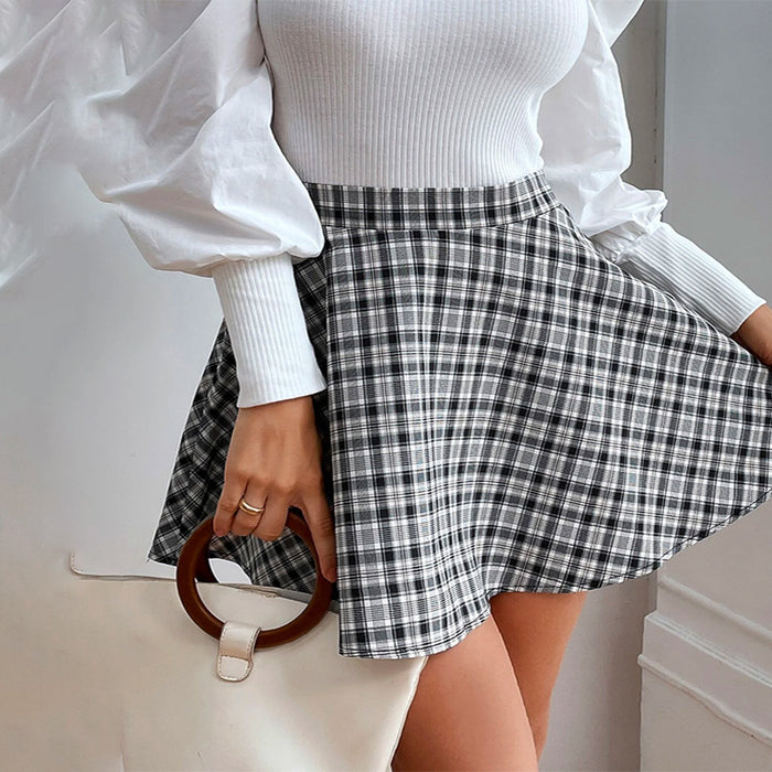 Plaid Print A-line Skirt