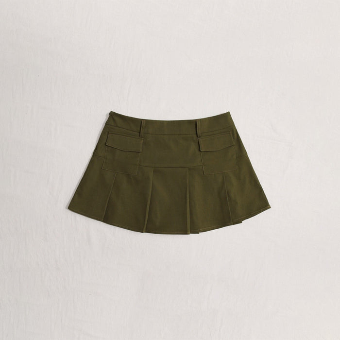 Grunge High Waist Flap Pocket Pleated Skirt