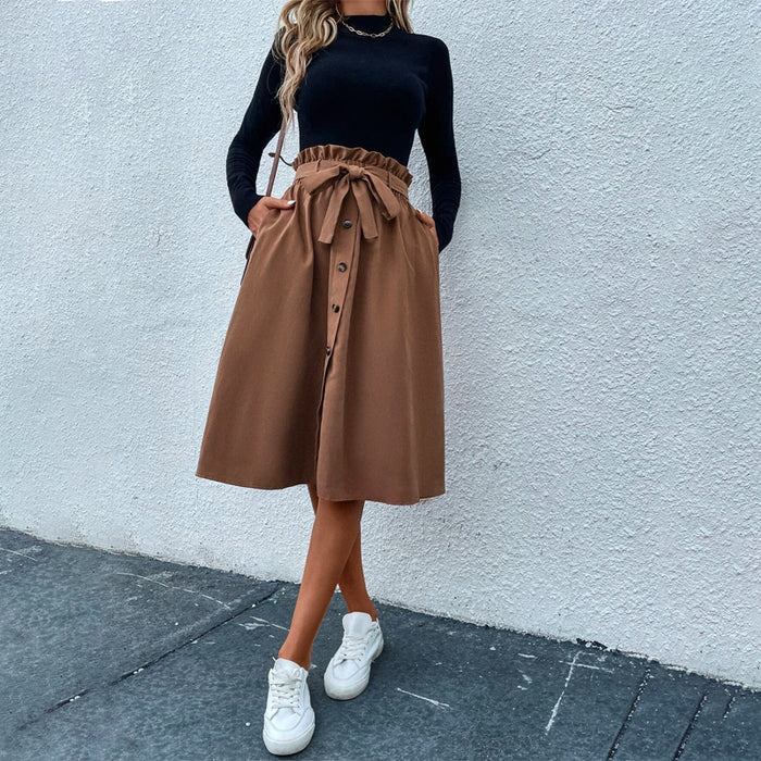 Paper Bag Waist Belted Skirt