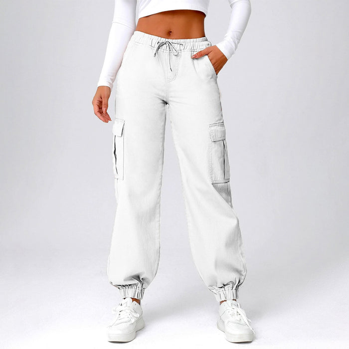 Drawstring Waist Flap Pocket Jeans