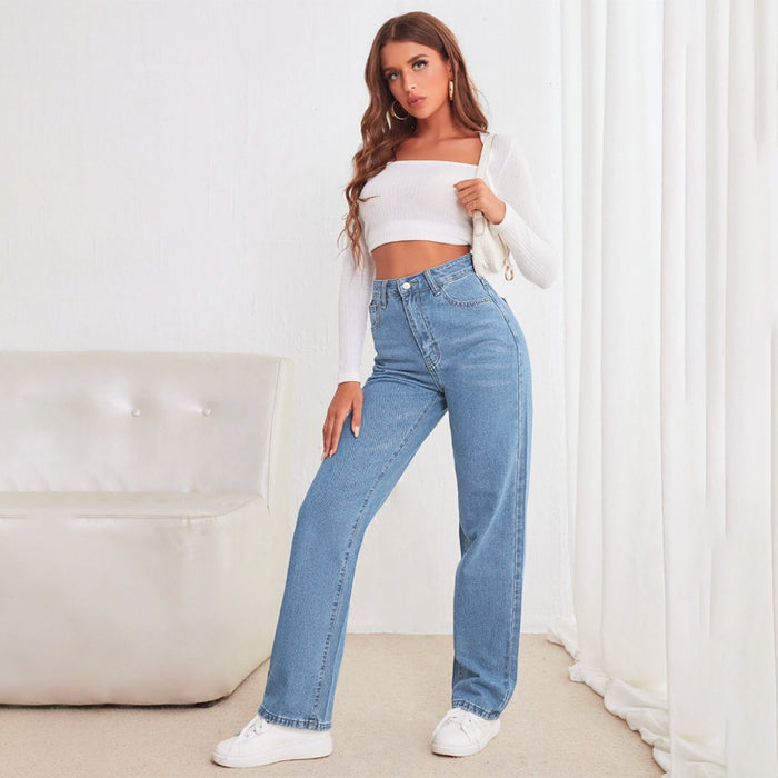 High Waisted Straight Leg Jeans