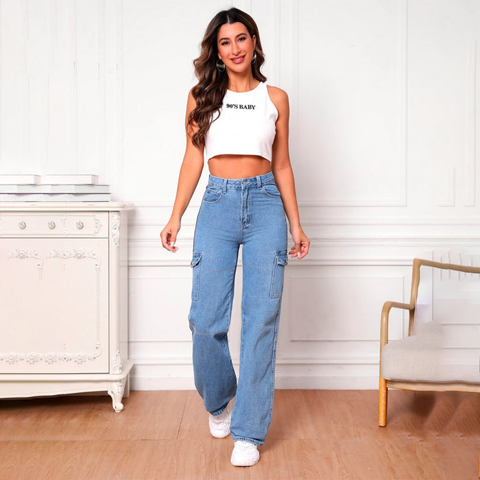 High Waist Whip Stitch Jeans