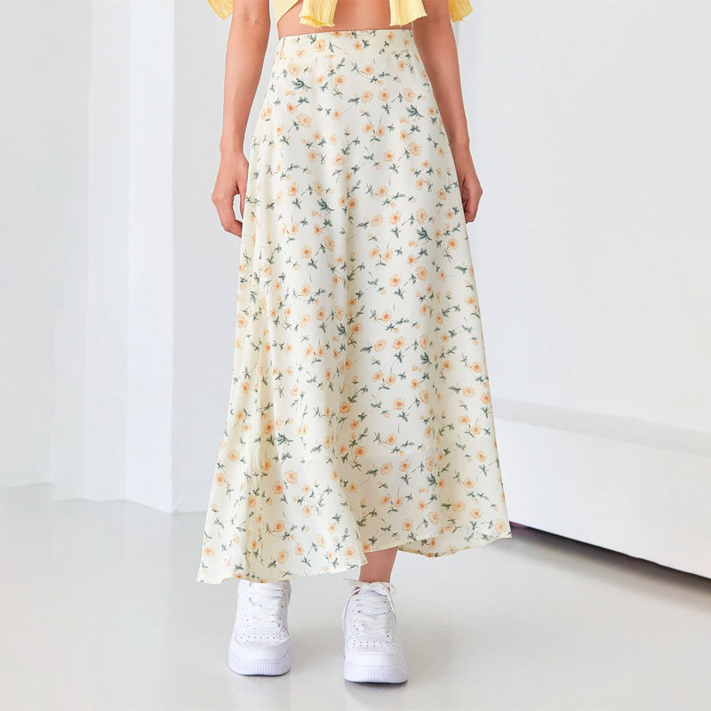 Allover Floral High Waist Skirt